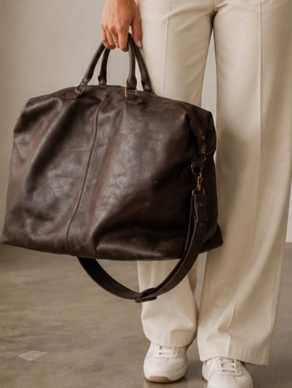Able Brown Leather Logo Patch Tote - Picture 2 of 16